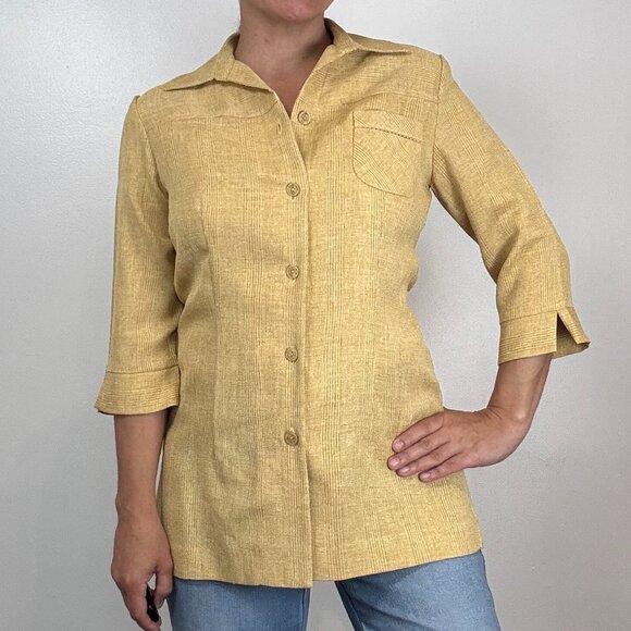 Lana Lee Petite Jackets & Blazers - Vintage LANA LEE PETITE Mid Length Sleeve Yellow Blazer - Size M